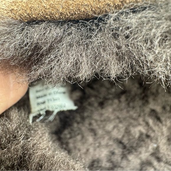 LL Bean Wicked Good Slippers Brown Suede Leather Size 13 Wide Shearling Cozy - Picture 8 of 9